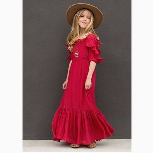 Joyfolie Red Ruffle Maxi Dress